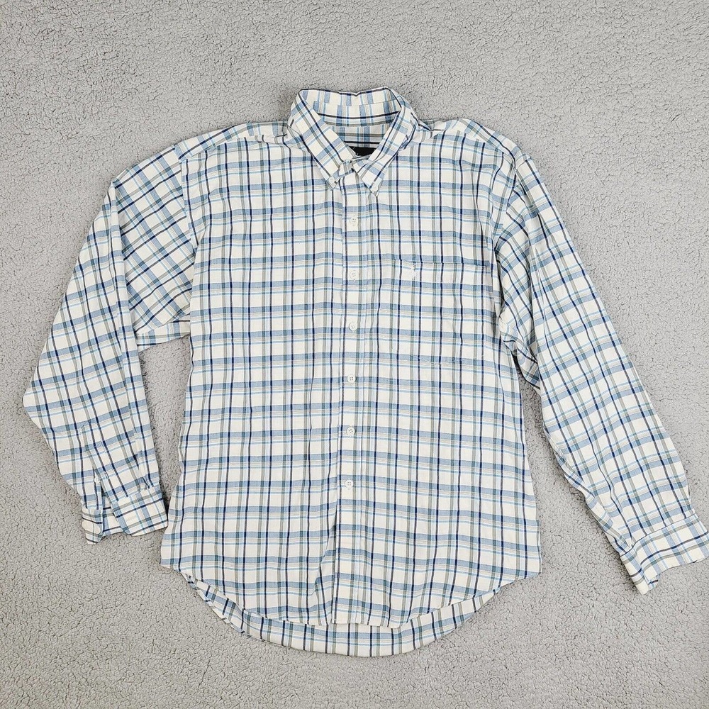 Ralph Lauren Shirt Men's 16.5 34 White Blue Plaid Button Down Long Sleeve Cotton